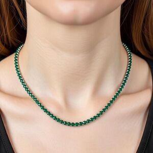 4MM Green Cubic Zirconia Tennis Chain Necklace (NWOT)